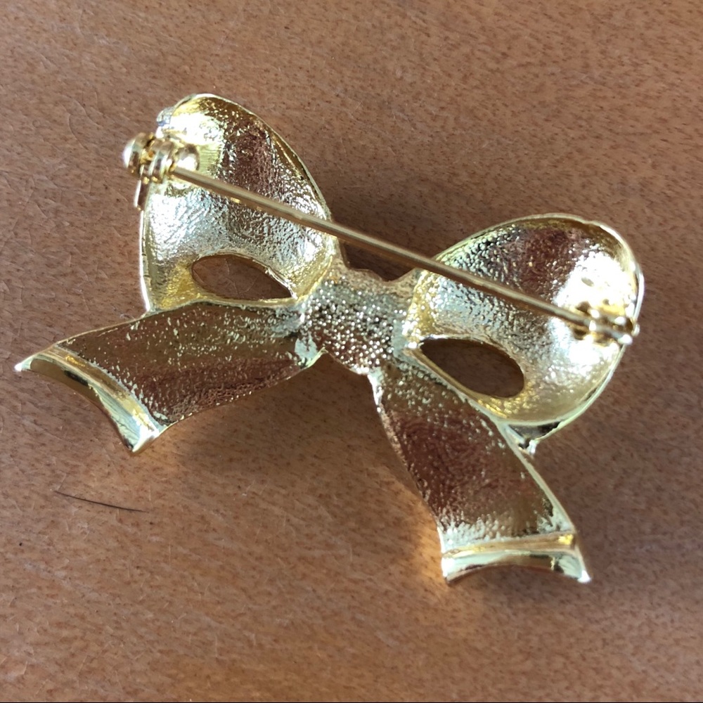 Gold & Rhinestone Bow w/Box - Picture 4 of 7